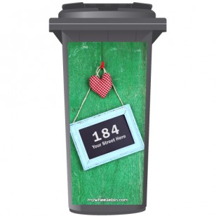 Your House Number Or Name & Street Name On A Chalkboard From A Green Fence Wheelie Bin Sticker Panel